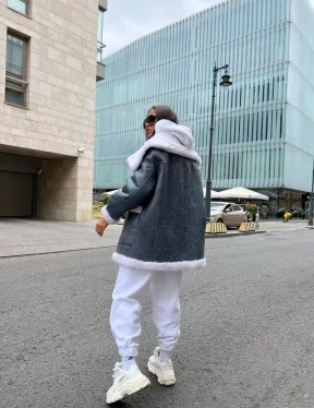 Двухсторонняя шубка - дубленка из натуральной шерсти