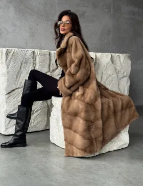 Бежевая норковая шуба oversize