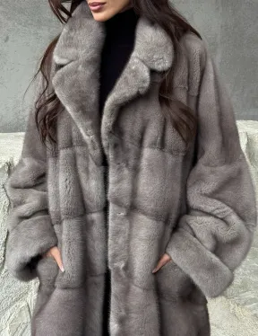 Серая норковая шуба oversize