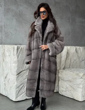 Серая норковая шуба oversize