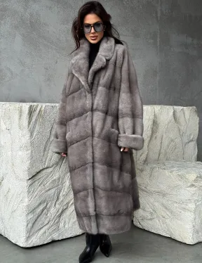 Серая норковая шуба oversize