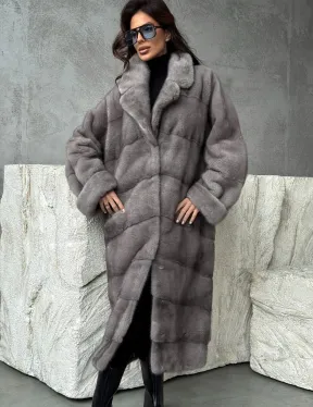 Серая норковая шуба oversize