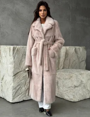 Светлая классическая норковая шуба