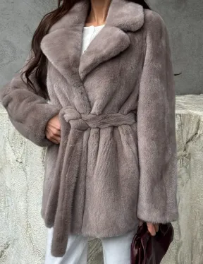 Норковая шуба - жакет с поясом