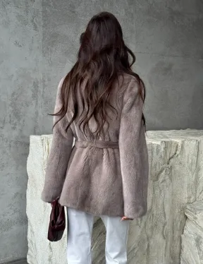 Норковая шуба - жакет с поясом