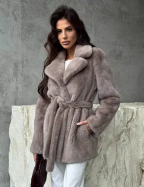 Норковая шуба - жакет с поясом