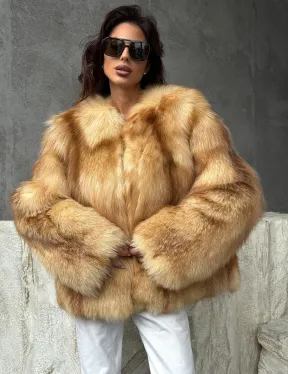 Шуба из натурального лисьего меха