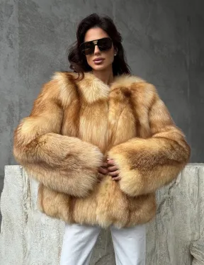 Шуба из натурального лисьего меха