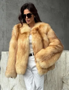Шуба из натурального лисьего меха