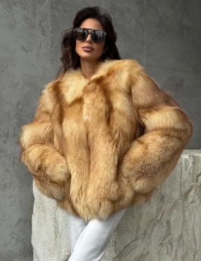 Шуба из натурального лисьего меха