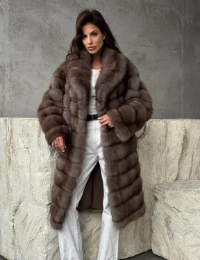 Шуба из куницы средней длины