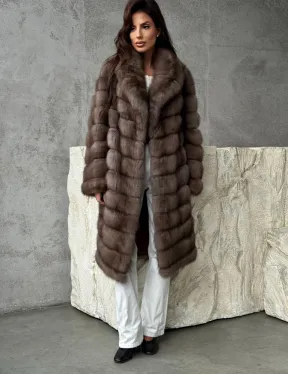 Шуба из куницы средней длины