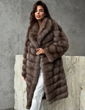 Шуба из куницы средней длины