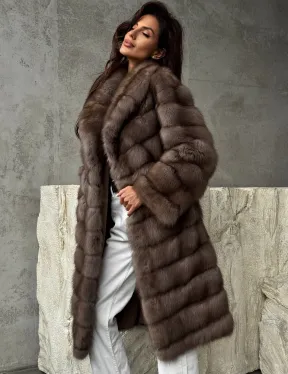 Шуба из куницы средней длины