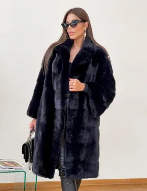 Норковая шуба синего цвета