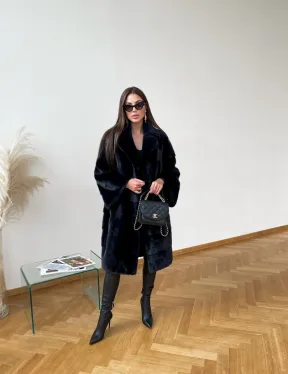 Норковая шуба синего цвета