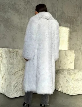 Длинная шуба из белой арктической лисы - пошив в роспуск