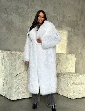 Длинная шуба из белой арктической лисы - пошив в роспуск