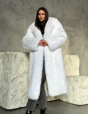Длинная шуба из белой арктической лисы - пошив в роспуск