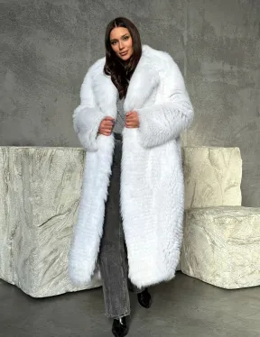 Длинная шуба из белой арктической лисы - пошив в роспуск