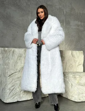 Длинная шуба из белой арктической лисы - пошив в роспуск