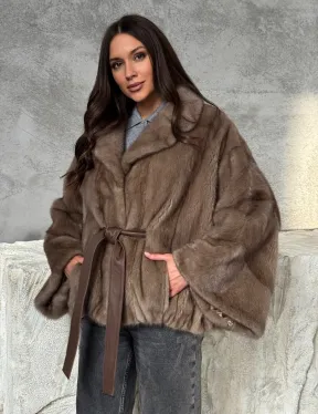 Норковая шуба английский воротник 