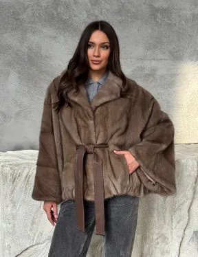 Норковая шуба английский воротник 