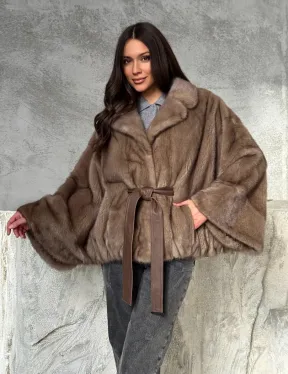 Норковая шуба английский воротник 