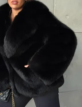 Черная шуба из лисы