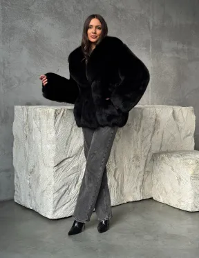 Черная шуба из лисы