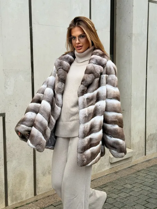 Шуба из меха шиншиллового кролика PREMIUM COLLECTION