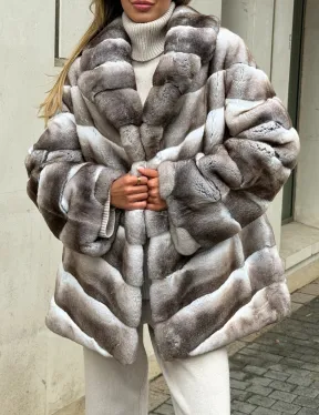 Шуба из меха шиншиллового кролика PREMIUM COLLECTION