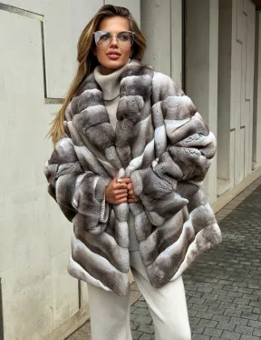 Шуба из меха шиншиллового кролика PREMIUM COLLECTION