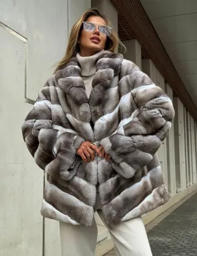 Шуба из меха шиншиллового кролика PREMIUM COLLECTION