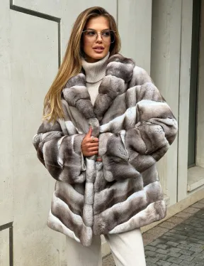 Шуба из меха шиншиллового кролика PREMIUM COLLECTION