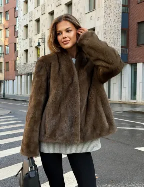Короткий норковый жакет - цвет соболь