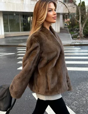 Короткий норковый жакет - цвет соболь