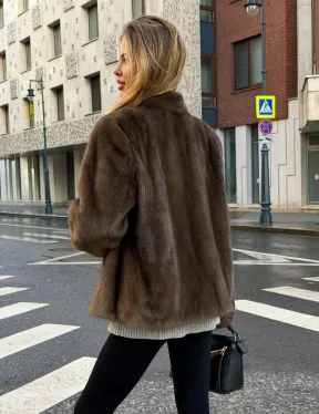 Короткий норковый жакет - цвет соболь