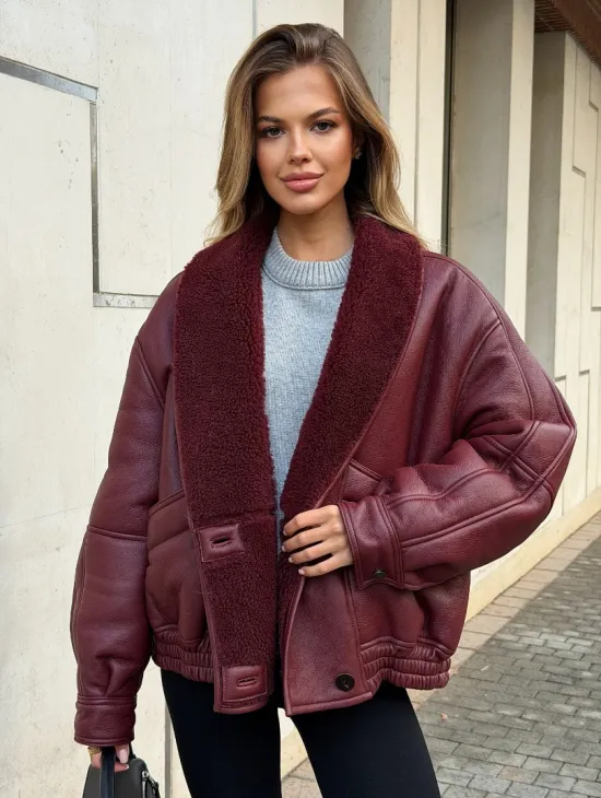 Дубленка женская зимняя - воротник шаль