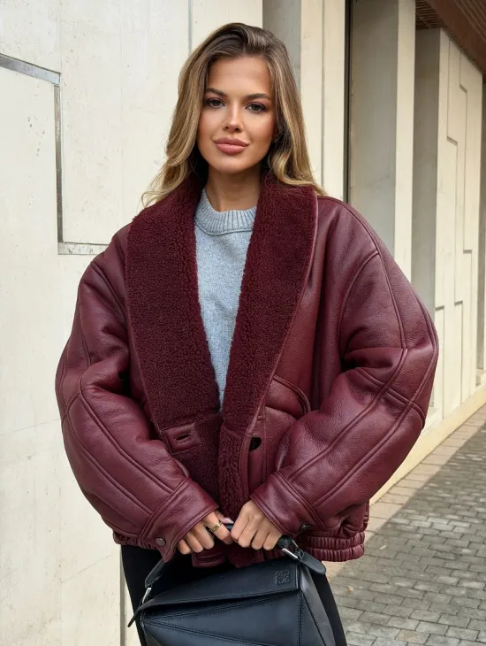 Дубленка женская зимняя - воротник шаль