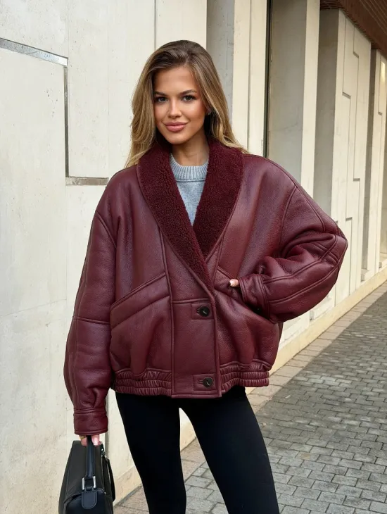 Дубленка женская зимняя - воротник шаль