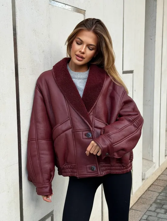 Дубленка женская зимняя - воротник шаль