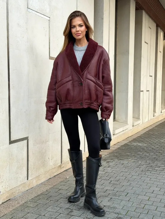 Дубленка женская зимняя - воротник шаль