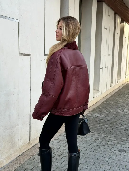 Дубленка женская зимняя - воротник шаль