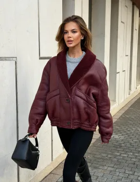 Дубленка женская зимняя - воротник шаль