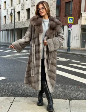 Шуба норковая женская с капюшоном куница