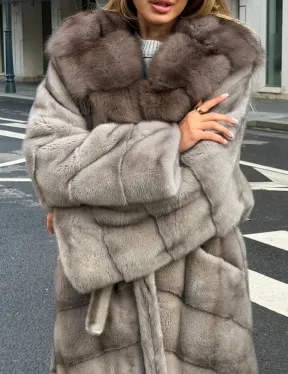 Шуба норковая женская с капюшоном куница