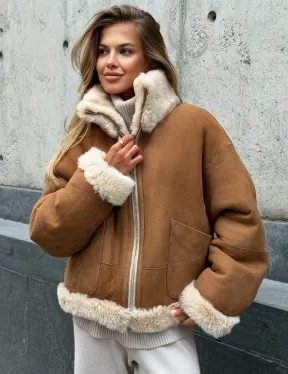 Двухсторонняя короткая дубленка из овчины