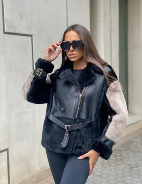 Дублёнка из мериноса с мехом норки