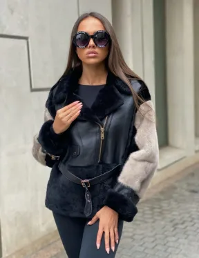 Дублёнка из мериноса с мехом норки